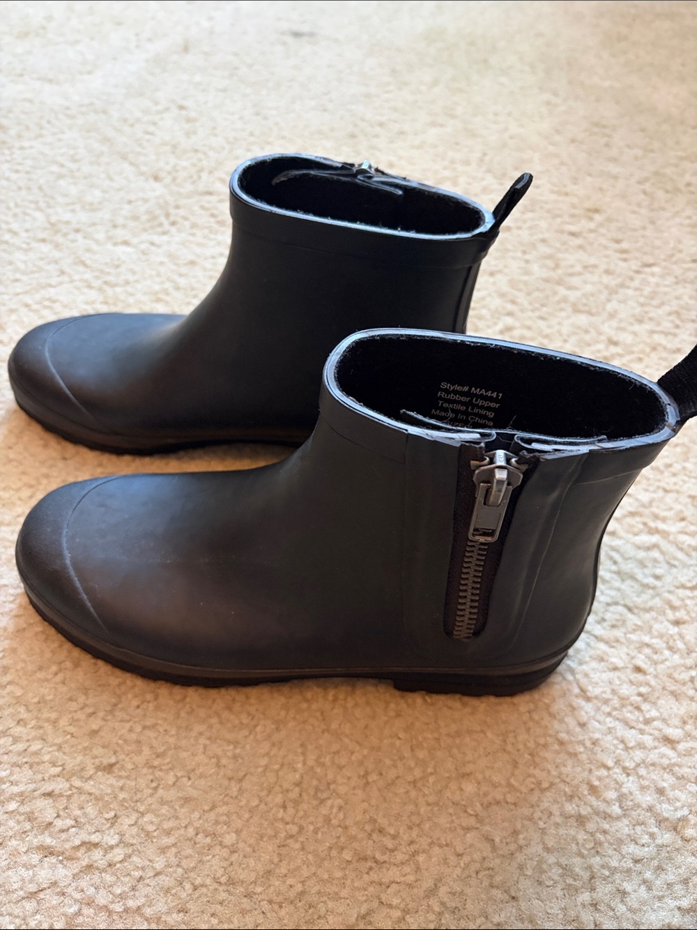 Madewell Black Ankle Rain Boots with Side Zip
